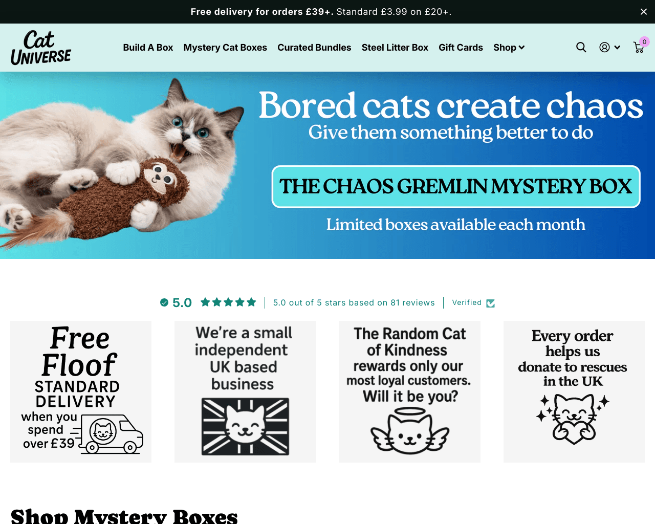 Cat Universe homepage