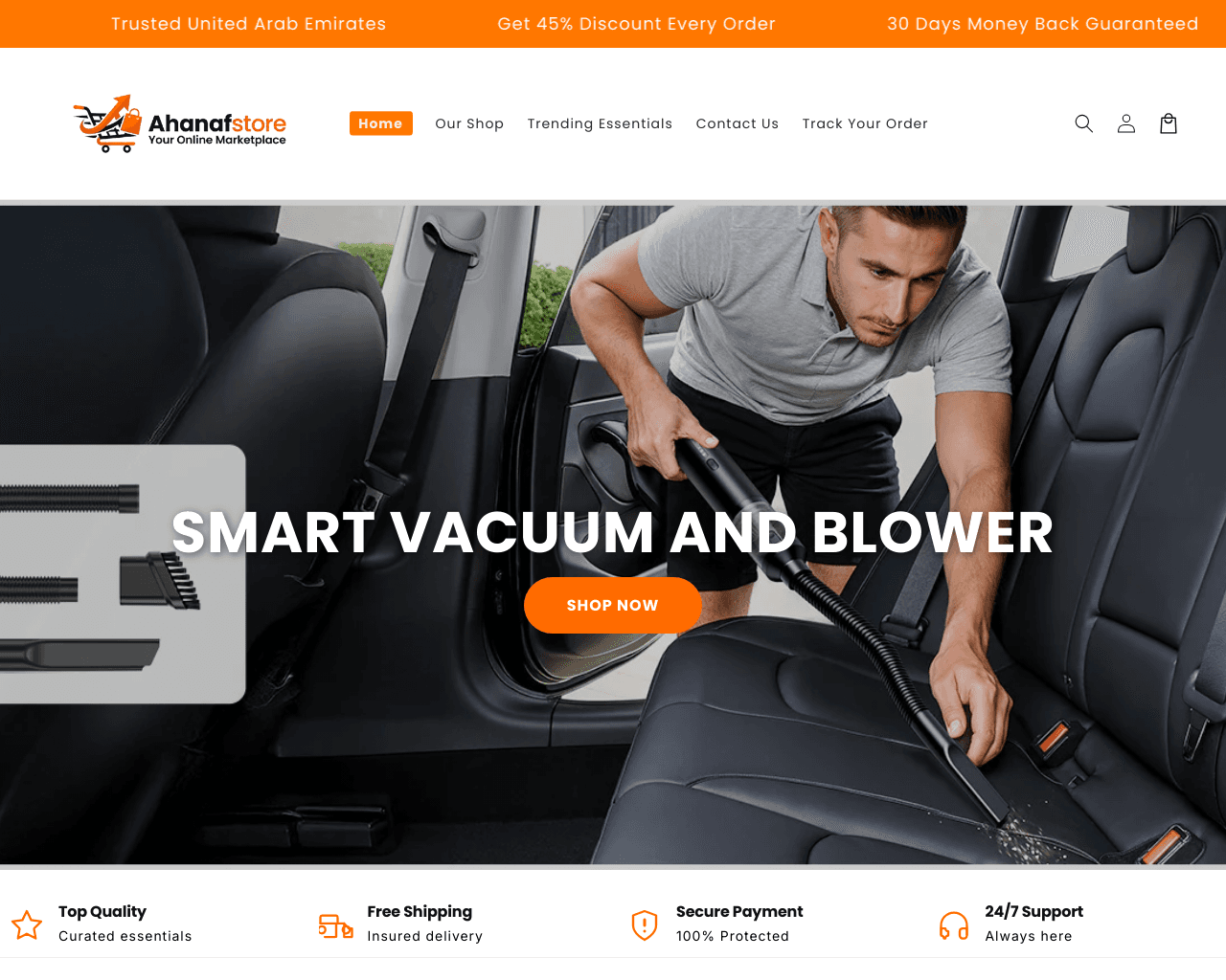 AhanafStore.com homepage