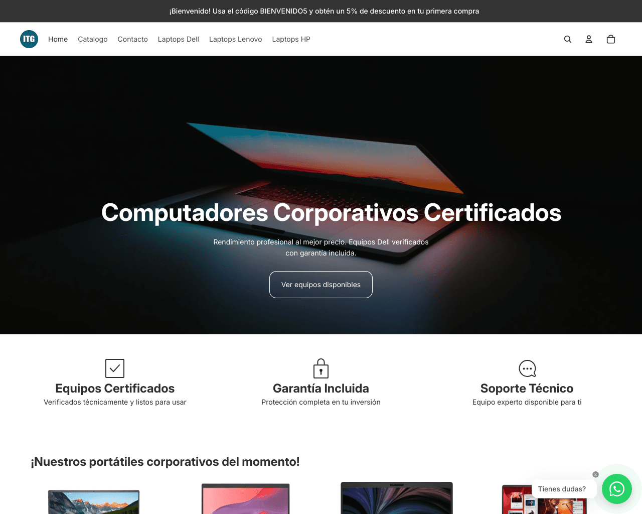 ITG | Computadores corporativos homepage