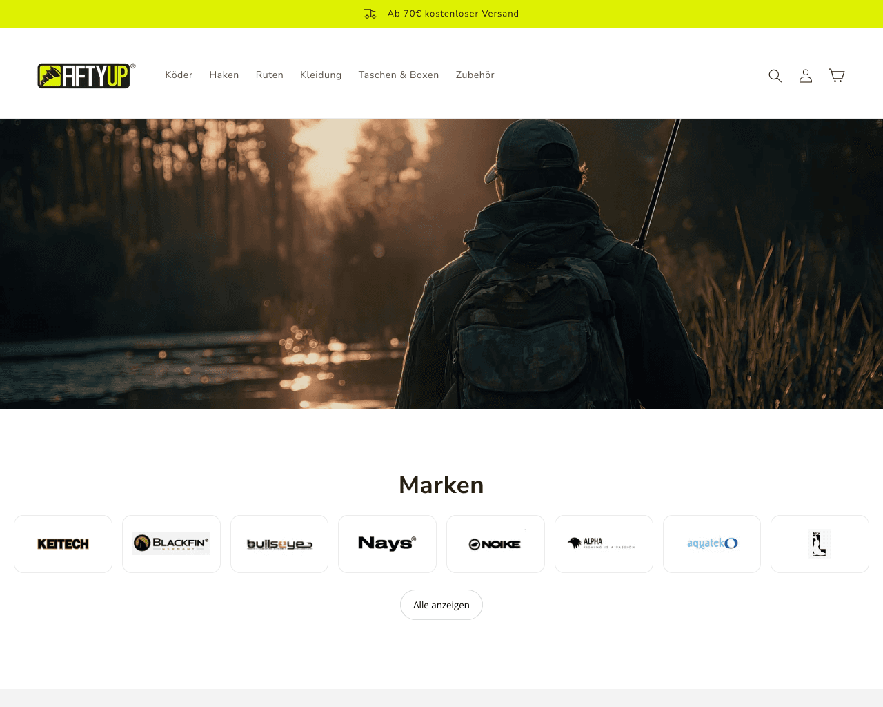 Fiftyup - Dein Angelshop homepage