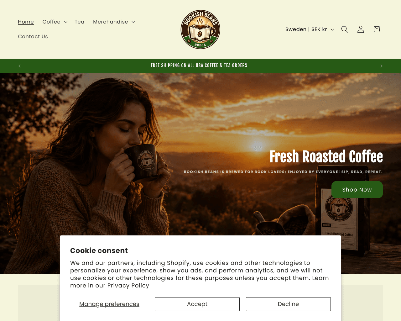 Bookish Beans: Fresh Roasted Artisan Coffee
 – Bookish Beans, LLC homepage