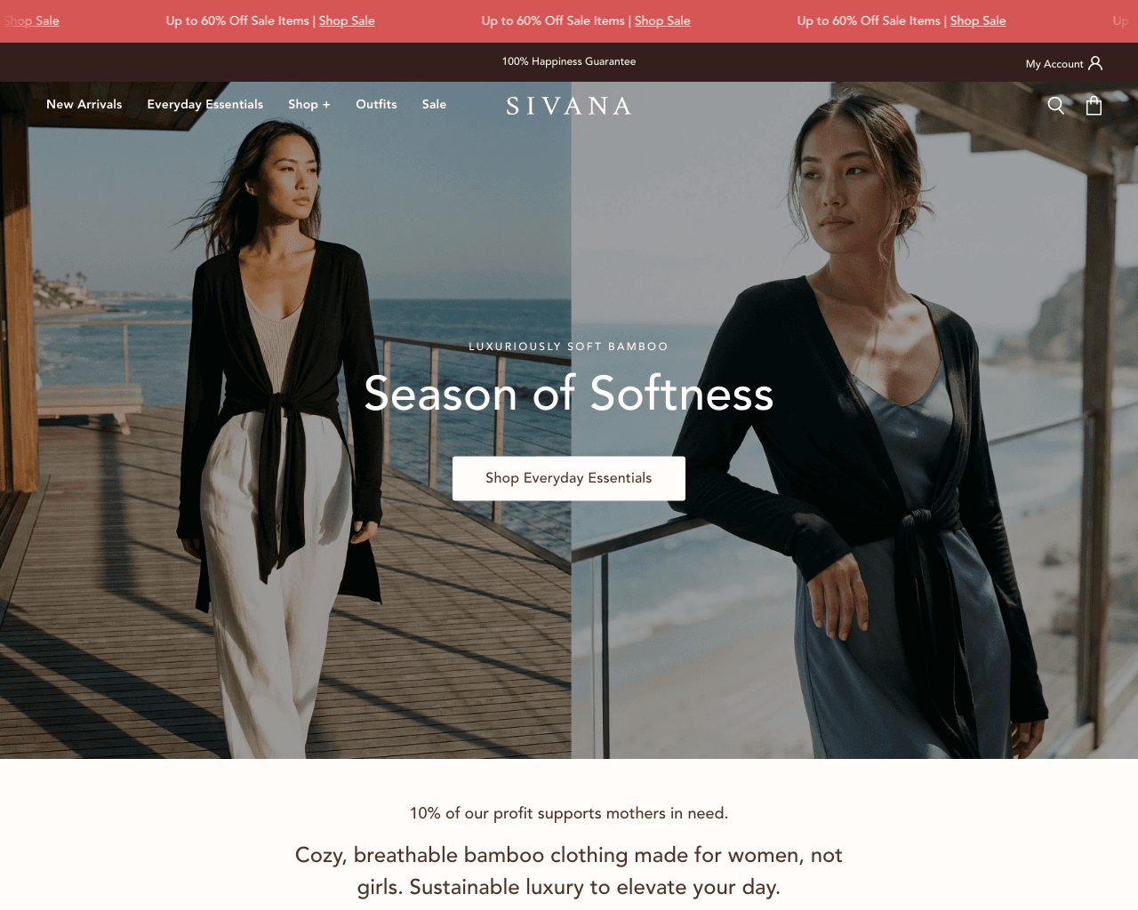 Luxuriously Soft Bamboo Clothing - Sivana homepage